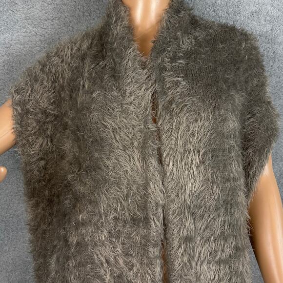 Vintage Alberto Makali Faux Fur Cardigan Sleeveless Fringe Size S Artisan Art - Picture 4 of 8